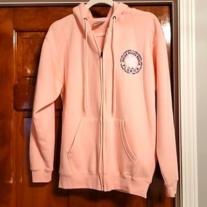 Cute pink beach hooded zip up sweatshirt